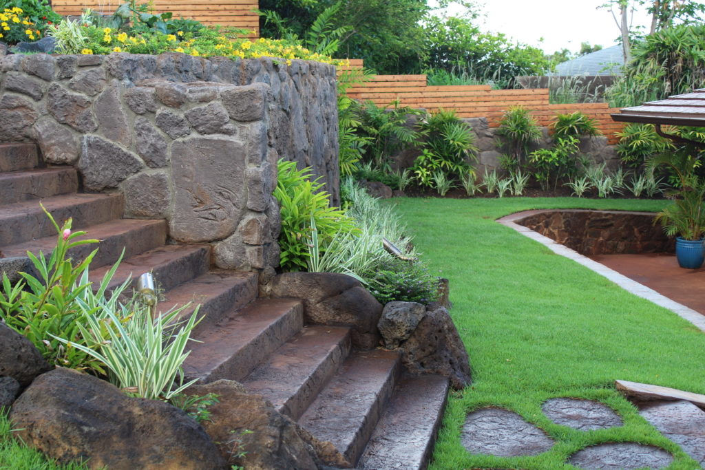 Concrete hawaii and Retaining Walls with Rock Veneer