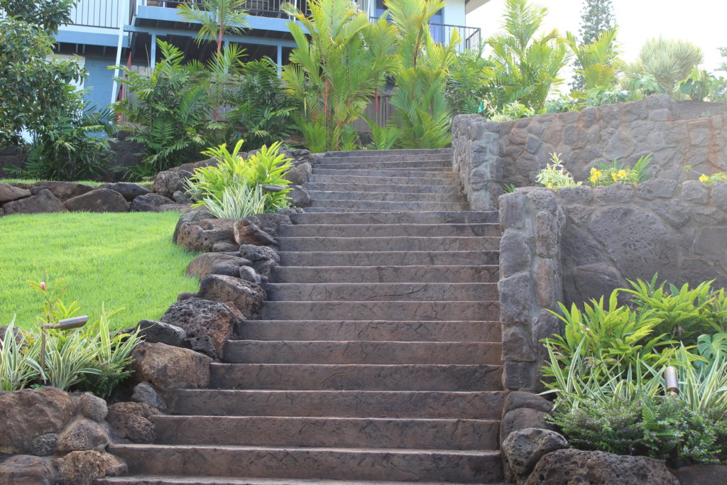 Stamped Concrete Stairs and Landscape honolulu